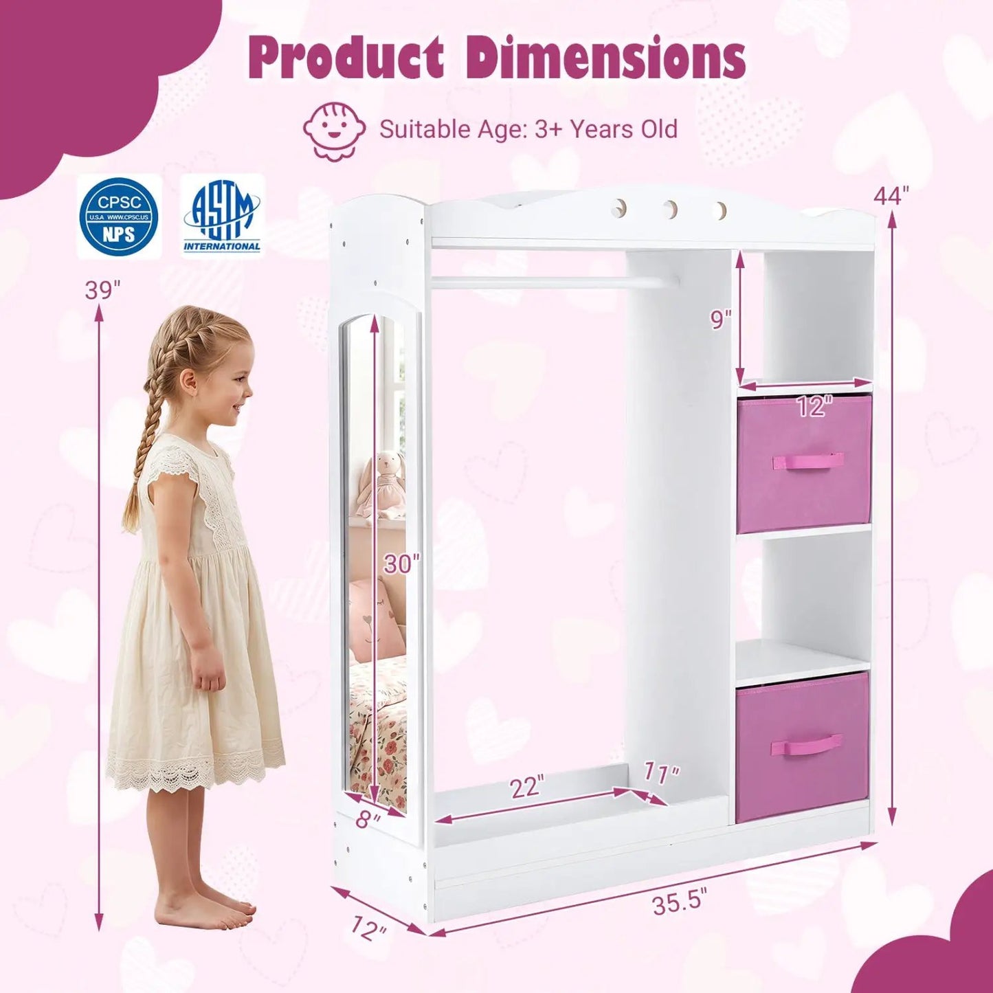 Kids Dress Up Storage with Full Length Mirror