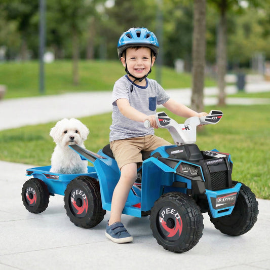 6V Kids Electric ATV Quad Car with Detachable Trailer - Tampa Home & Garden Store