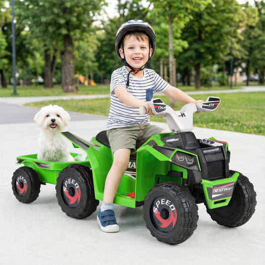 6V Kids Electric ATV Quad Car with Detachable Trailer - Tampa Home & Garden Store