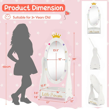 Kids Full Length Mirror with Rotatable Design