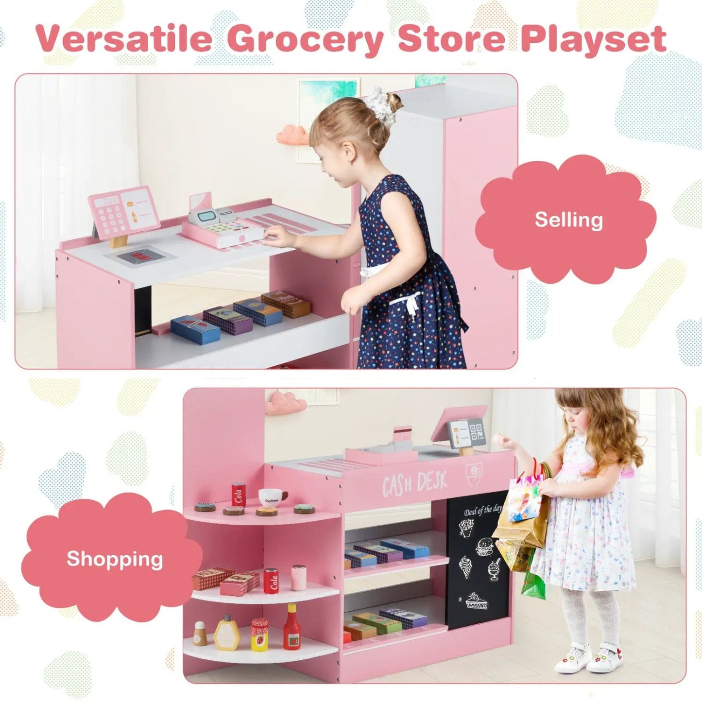 Kids Grocery Store Playset With Cash Register