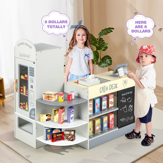 Kids Grocery Store Playset with Cash Register POS Machine-Gray - Tampa Home & Garden Store