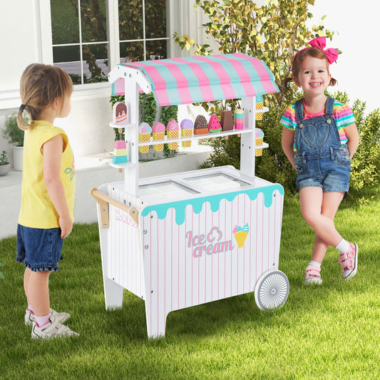Kids Ice Cream Cart Playset with Display Rack and Accessories - Tampa Home & Garden Store