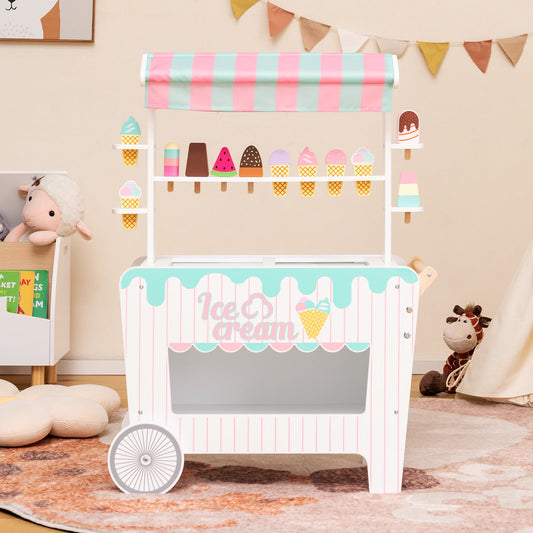 Kids Ice Cream Cart Playset with Display Rack and Accessories - Tampa Home & Garden Store