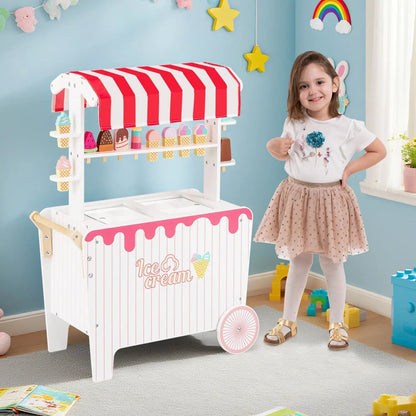 Ice Cream Cart Playset With Display Rack