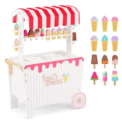 Ice Cream Cart Playset With Display Rack