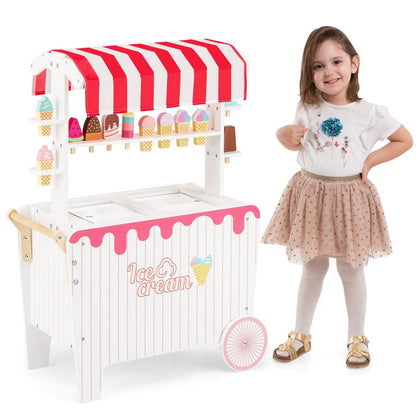 Ice Cream Cart Playset With Display Rack