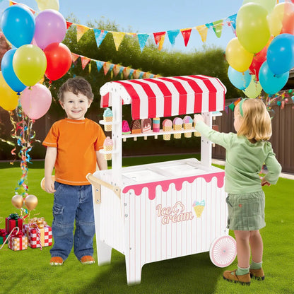Ice Cream Cart Playset With Display Rack