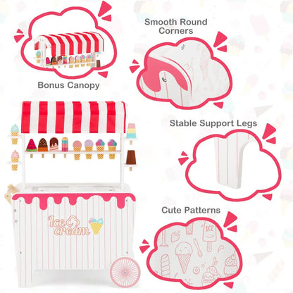 Ice Cream Cart Playset With Display Rack