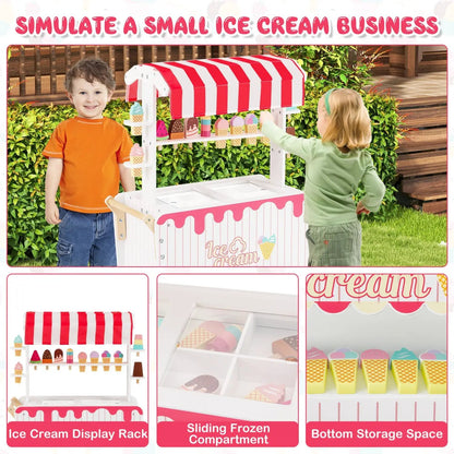 Ice Cream Cart Playset With Display Rack