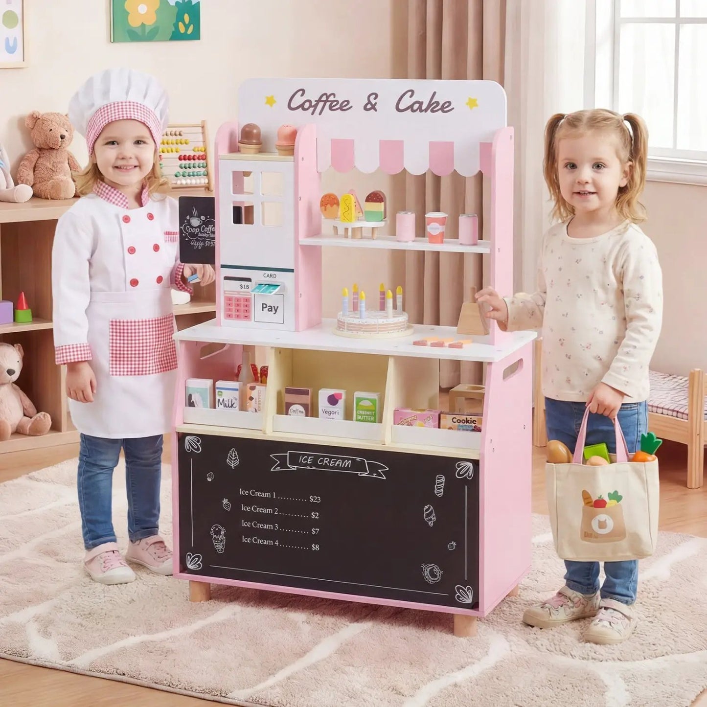 Kids Ice Cream Shop Playset With 27 Accessories