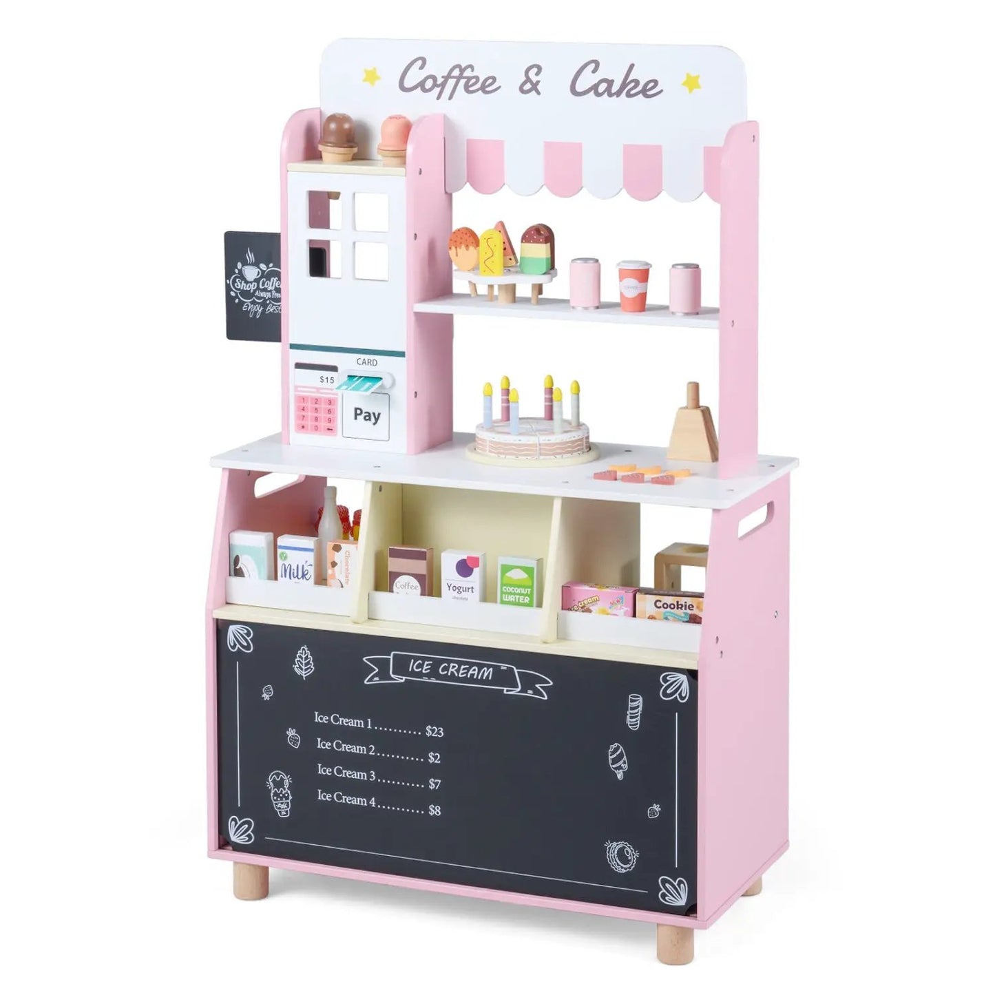 Kids Ice Cream Shop Playset With 27 Accessories