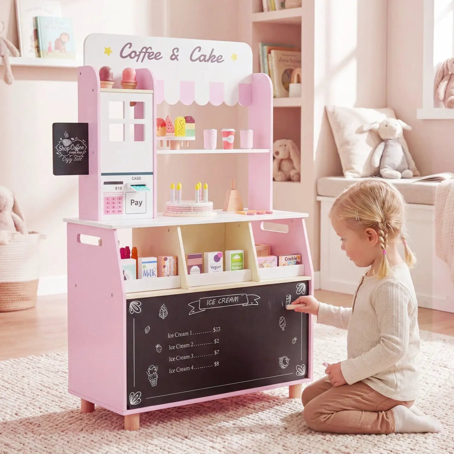 Kids Ice Cream Shop Playset With 27 Accessories