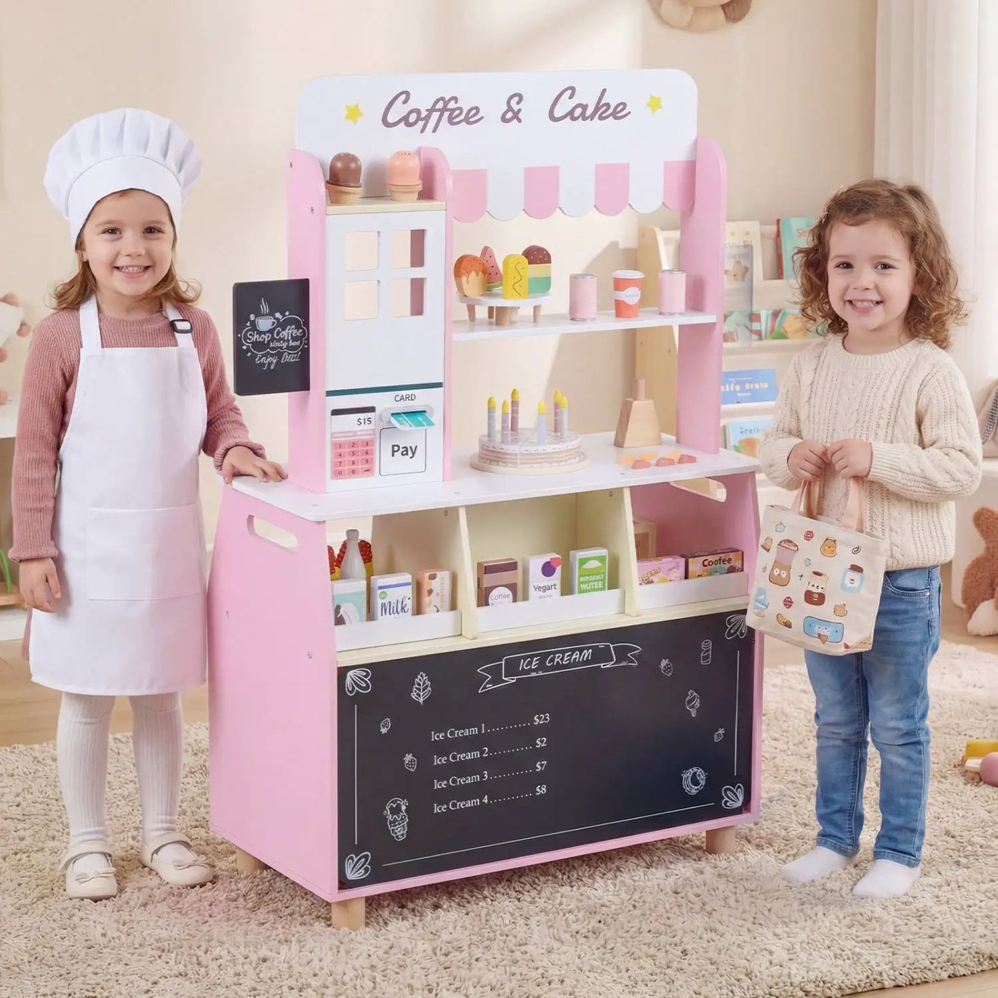 Kids Ice Cream Shop Playset With 27 Accessories