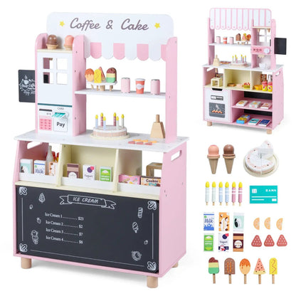 Kids Ice Cream Shop Playset With 27 Accessories