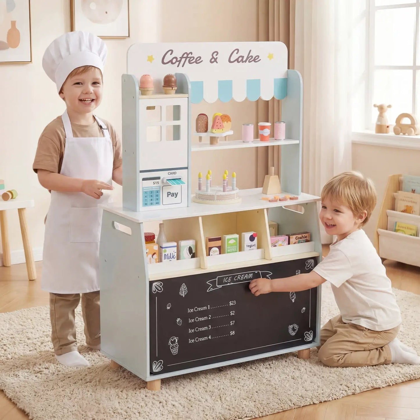 Kids Ice Cream Shop Playset With 27 Accessories