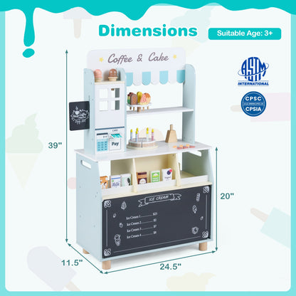Kids Ice Cream Shop Playset With 27 Accessories