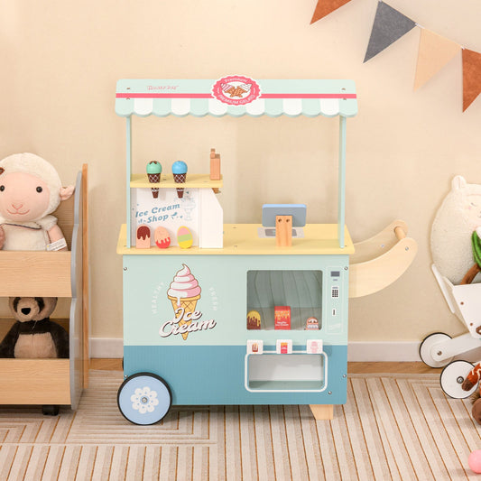 Kids Ice Cream Truck Pretend Play Set with Vending Machine in pastel blue and yellow on Tampa Home & Garden Store