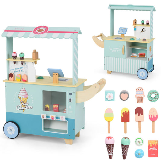 Kids Ice Cream Truck Pretend Play Set teal cream DirectDeals includes two cones and popsicles on Tampa Home & Garden Store