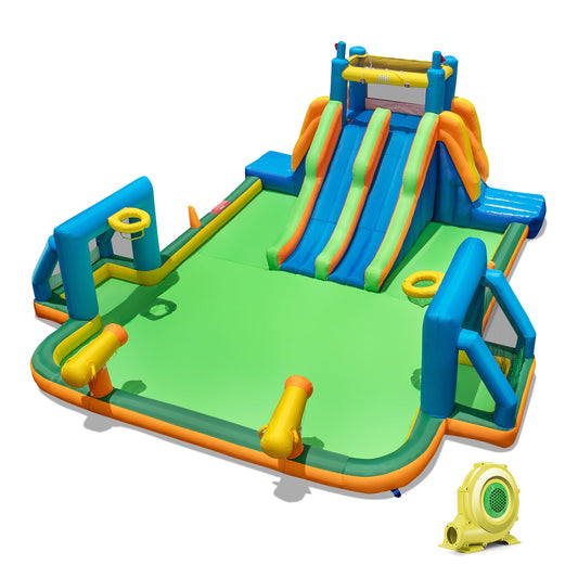 Kids Inflatable Water Slide with 2 Long Slides and 2 Soccer Gates with 950W Blower - Tampa Home & Garden Store