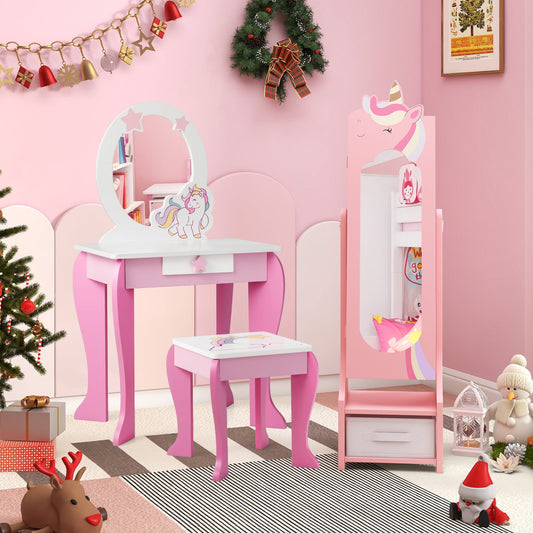 Kids Jewelry Armoire Cabinet with Storage and 2 Tilt Angles
