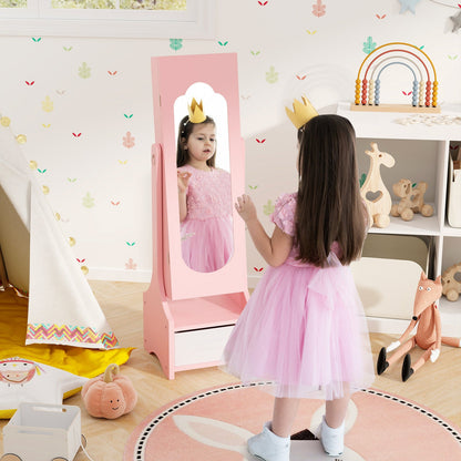 Freestanding Kids Jewelry Armoire Cabinet with Storage and 2 Tilt Angles - Tampa Home & Garden Store