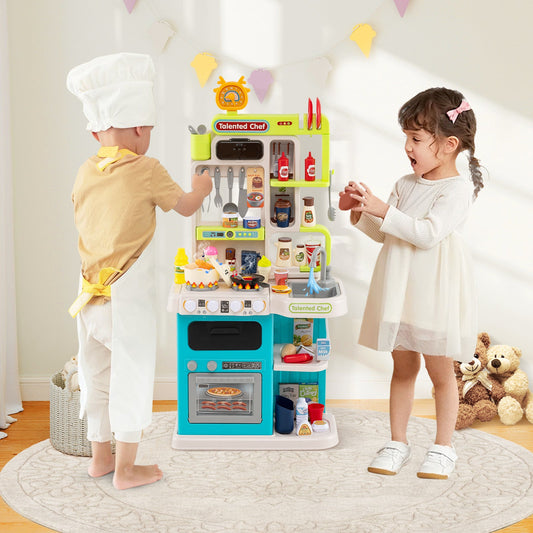 Kids Kitchen Playset Pretend Play Kitchen with Realistic Sounds and Lights - Tampa Home & Garden Store