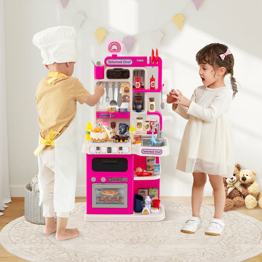 Kids Kitchen Playset Pretend Play Kitchen with Realistic Sounds and Lights - Tampa Home & Garden Store