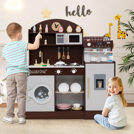 Kids Kitchen Set Wooden with Coffee Makers and Accessories - Tampa Home & Garden Store