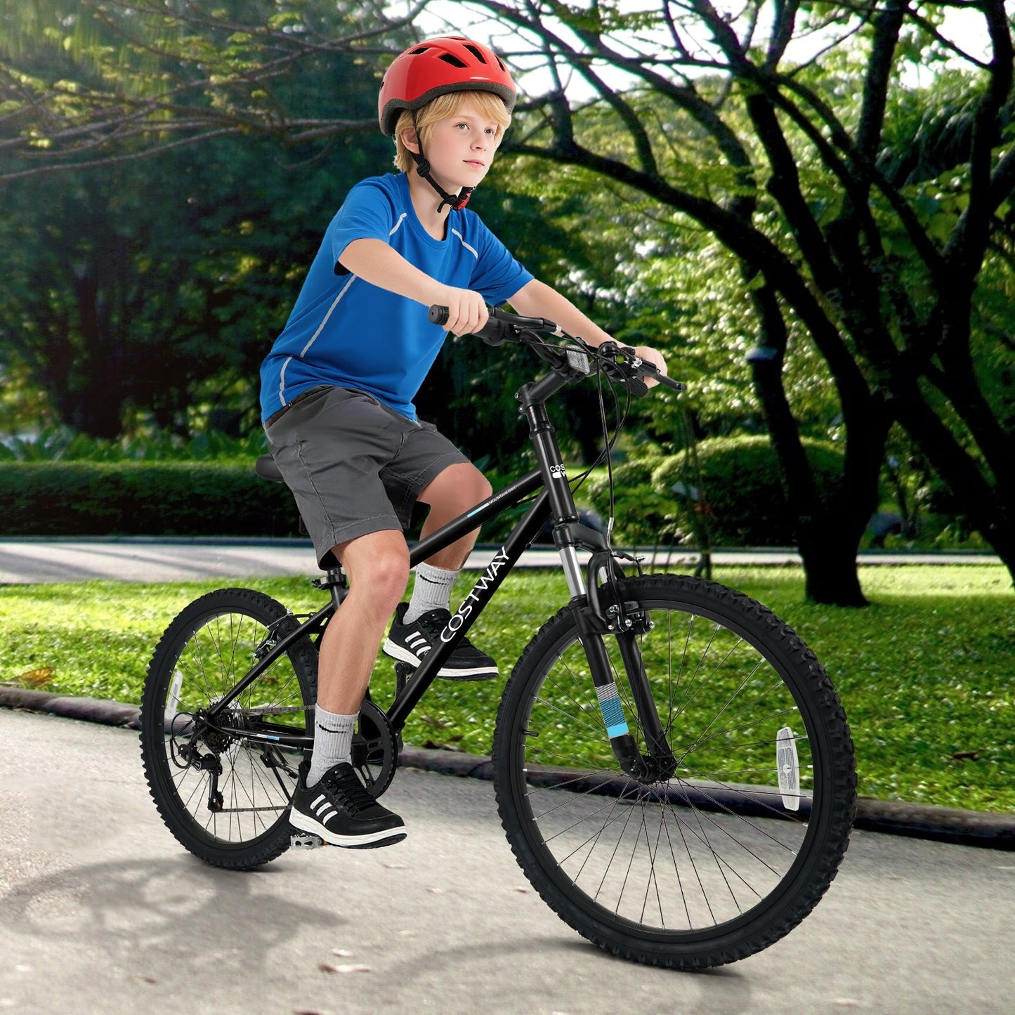 Kids mountain bike GemGear 20/24 inch black frame with front suspension for ages 8+ on Tampa Home & Garden Store