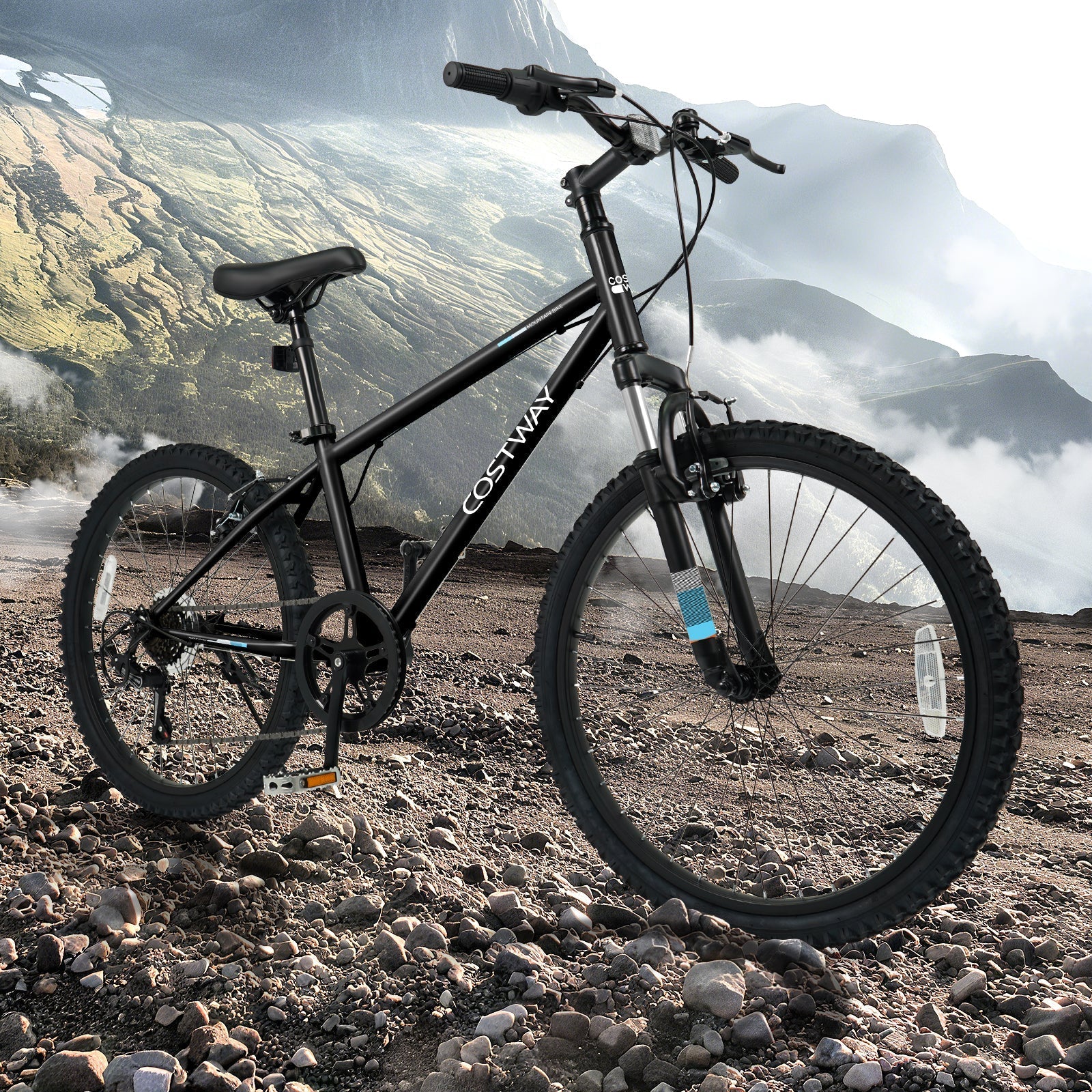 GemGear kids mountain bike 20/24 inch black with front suspension and knobby tires on Tampa Home & Garden Store