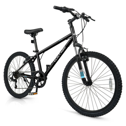 GemGear Kids Mountain Bike 20/24in Black with front suspension and knobby tires on Tampa Home & Garden Store