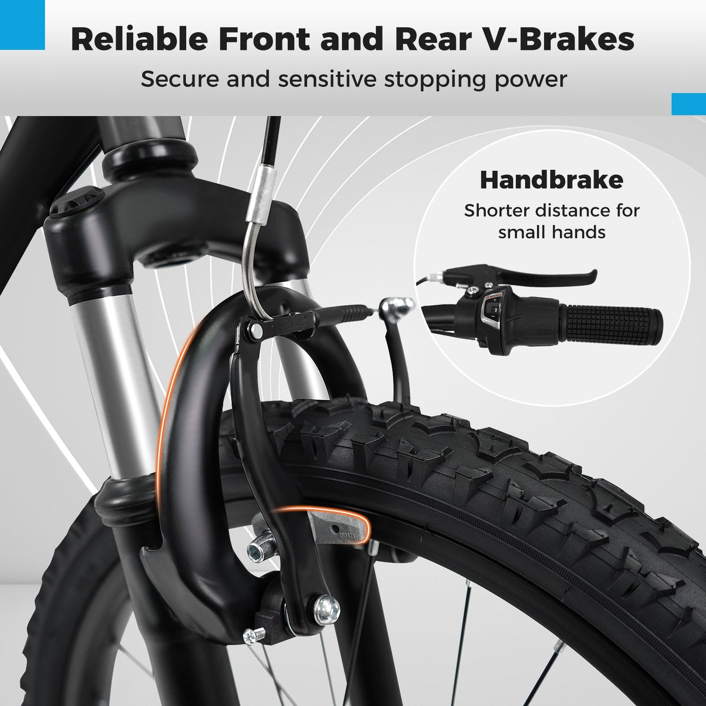 Kids mountain bike GemGear 20/24in black with front V-brake and knobby tire on Tampa Home & Garden Store