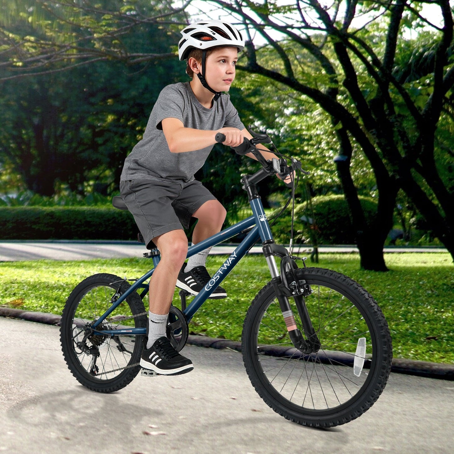 Kids mountain bike navy blue 20/24-inch GemGear frame with front suspension on Tampa Home & Garden Store