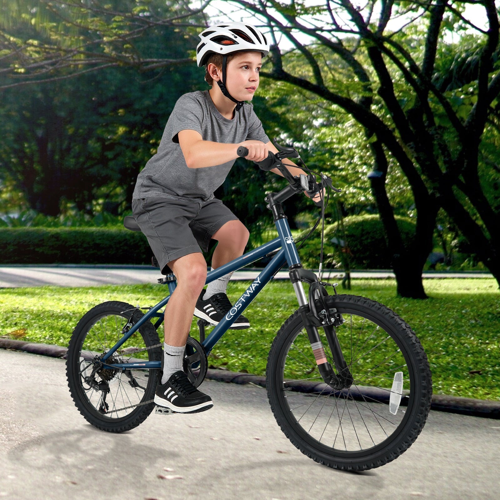 Kids mountain bike navy blue 20/24-inch GemGear frame with front suspension on Tampa Home & Garden Store