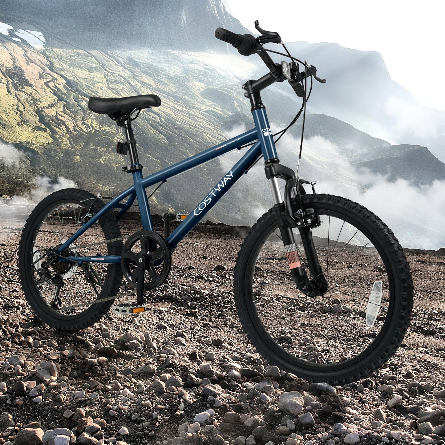 Kids mountain bike GemGear blue 20/24 inch with front suspension and knobby tires COSTWAY logo on Tampa Home & Garden Store