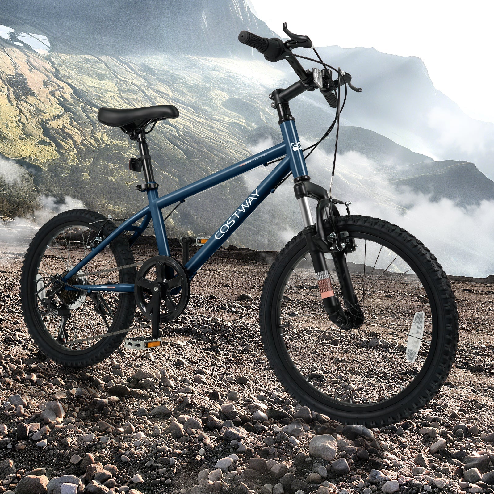 Kids mountain bike GemGear blue 20/24 inch with front suspension and knobby tires COSTWAY logo on Tampa Home & Garden Store