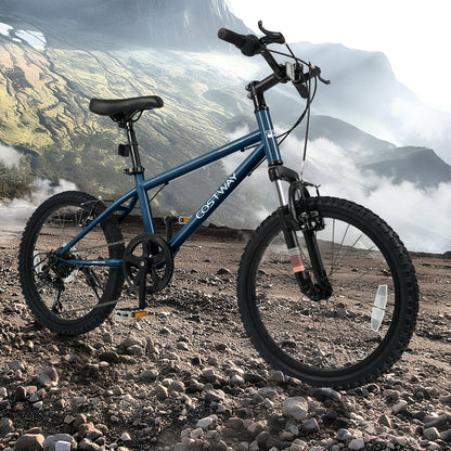 Kids mountain bike GemGear blue 20/24 inch with front suspension and knobby tires COSTWAY logo on Tampa Home & Garden Store