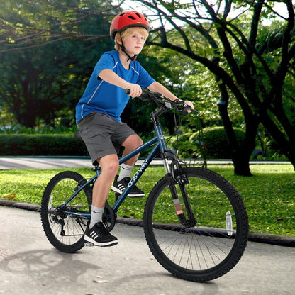 GemGear kids mountain bike navy 20/24in with front suspension ridden by a boy on Tampa Home & Garden Store