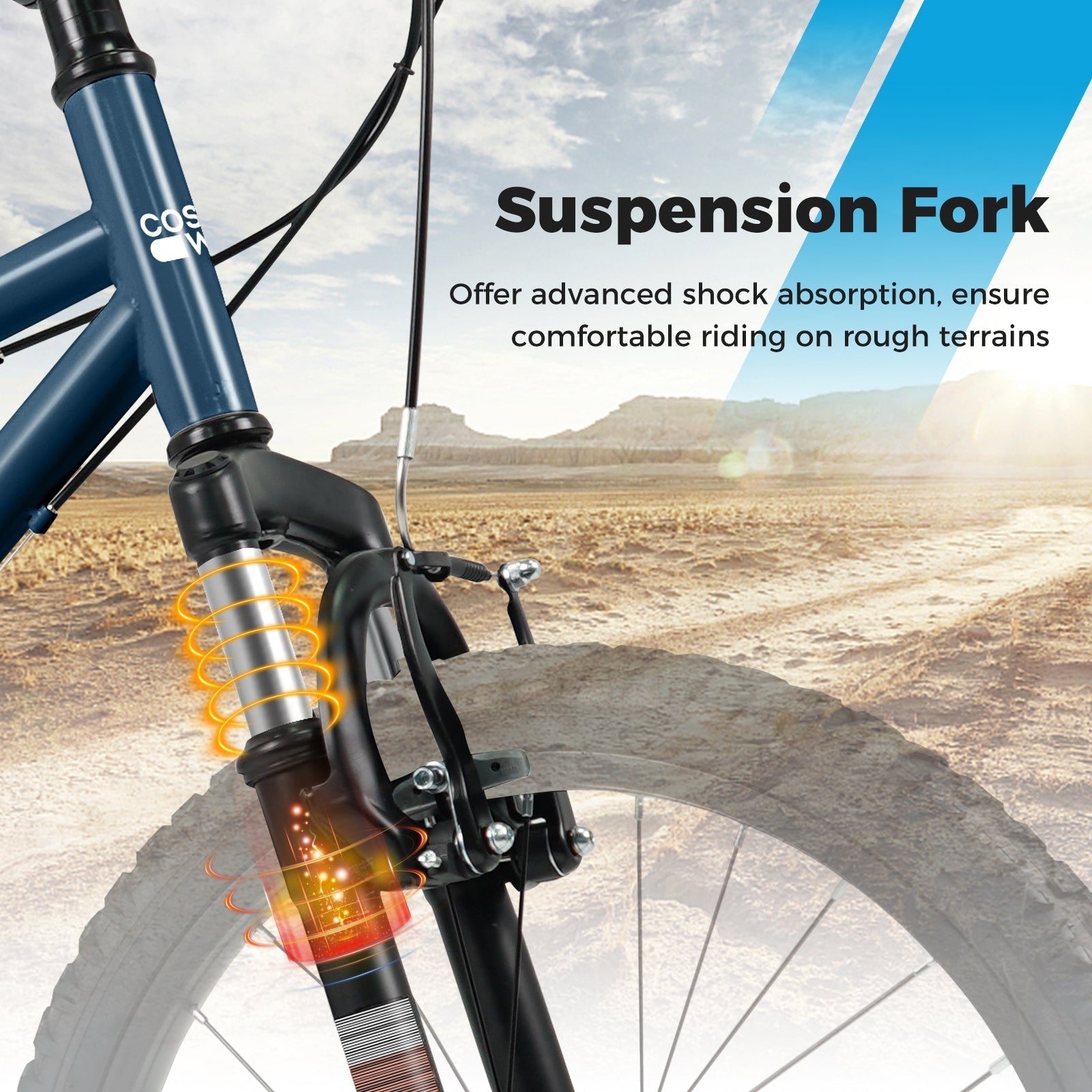 Kids mountain bike front suspension fork in blue with orange coil, 20/24in wheels GemGear on Tampa Home & Garden Store