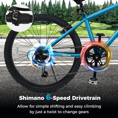 Blue kids mountain bike with 20/24 inch wheels and Shimano 6-speed drivetrain on Tampa Home & Garden Store