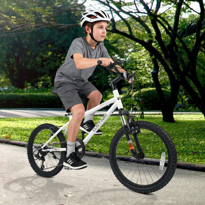 GemGear kids mountain bike 20/24in white frame, front suspension, ages 8+ on Tampa Home & Garden Store