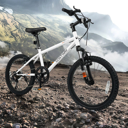 Kids Mountain Bike 20 24 Inch Child Bicycle for Boys Girls Aged 8+ Years Old White