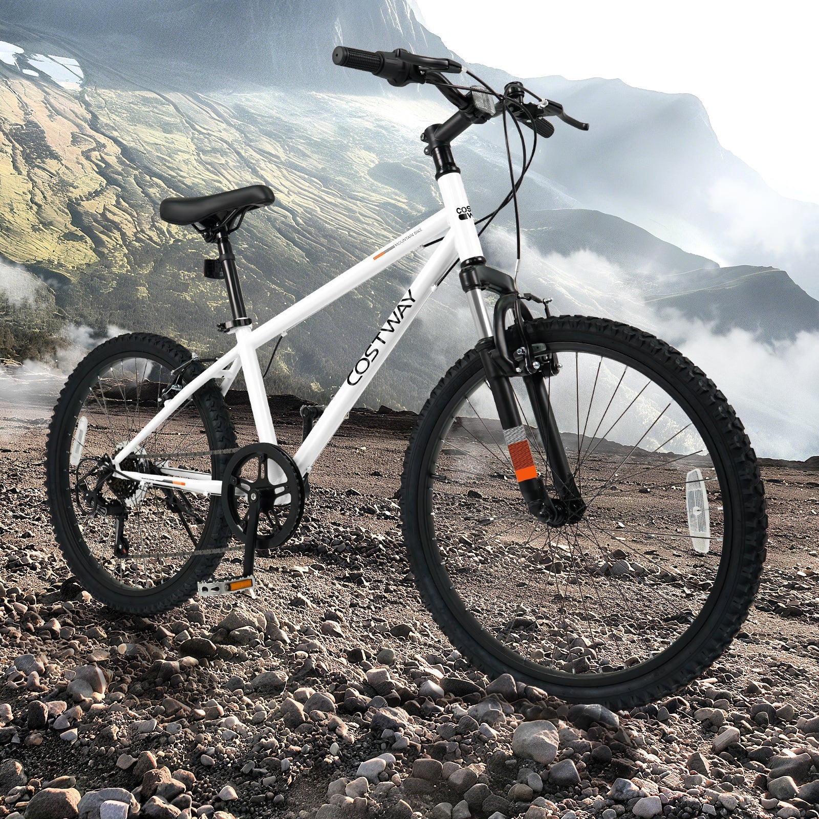 GemGear kids mountain bike 20/24in white frame with black front fork on Tampa Home & Garden Store