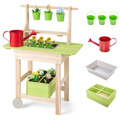 Kids Mud Kitchen with Pots and Planting Trough