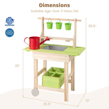 Kids Mud Kitchen with Pots and Planting Trough