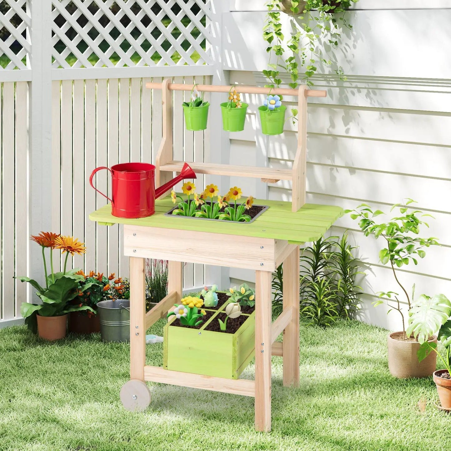 Kids Mud Kitchen with Pots and Planting Trough