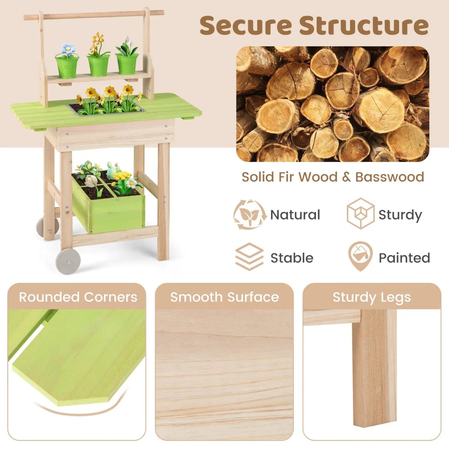 Kids Mud Kitchen with Pots and Planting Trough