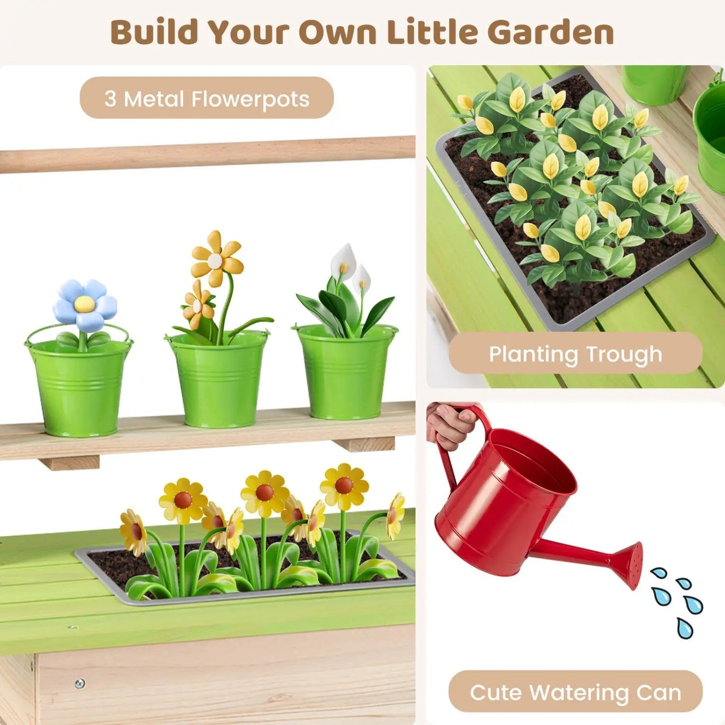 Kids Mud Kitchen with Pots and Planting Trough
