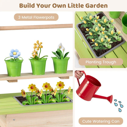 Kids Mud Kitchen with Pots and Planting Trough